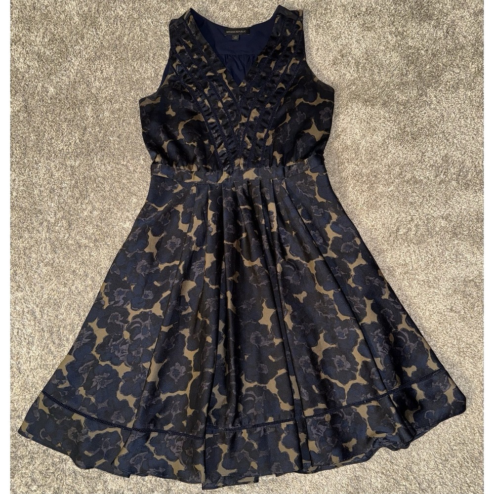 Banana‎ Republic Women's Navy Sleeveless Size Zip Lined Dress Pockets Size 4